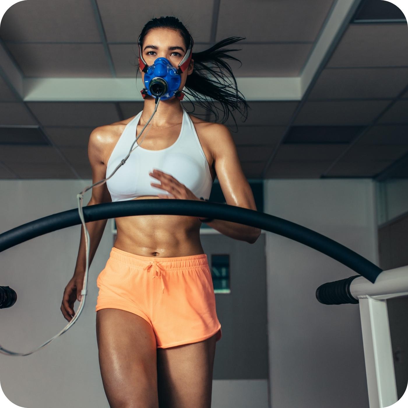woman running on a treadmill as part of a research study