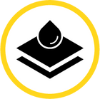 Icon of water droplet being absorbed by several layers of fabric