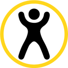 Icon of person with arms raised and legs spread apart