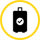 Icon of travel bag with a checkmark in the middle