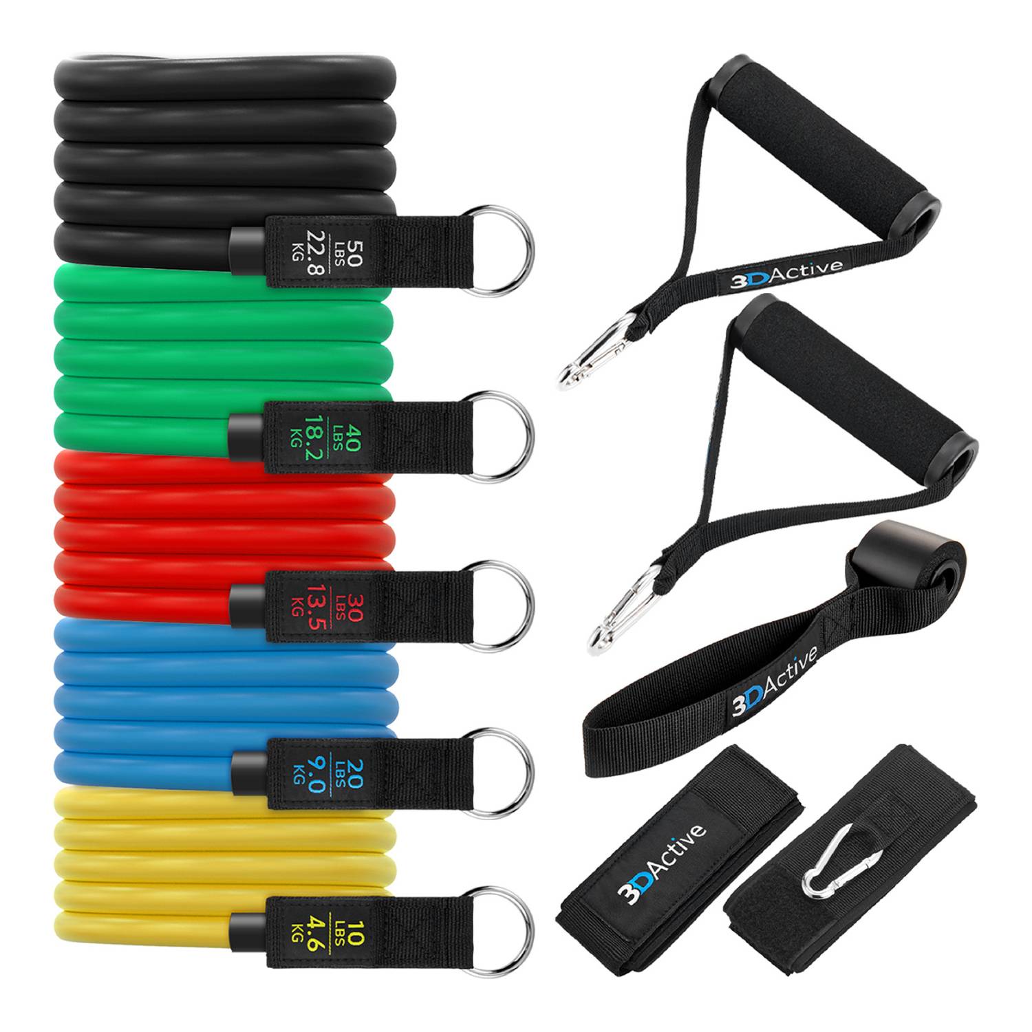 Bodylastics Resistance Band Set - Resistance Bands with Handles, Ankle  Straps, Door Anchor, Carry Bag - Heavy-Duty Stretch Exercise Bands  -Patented