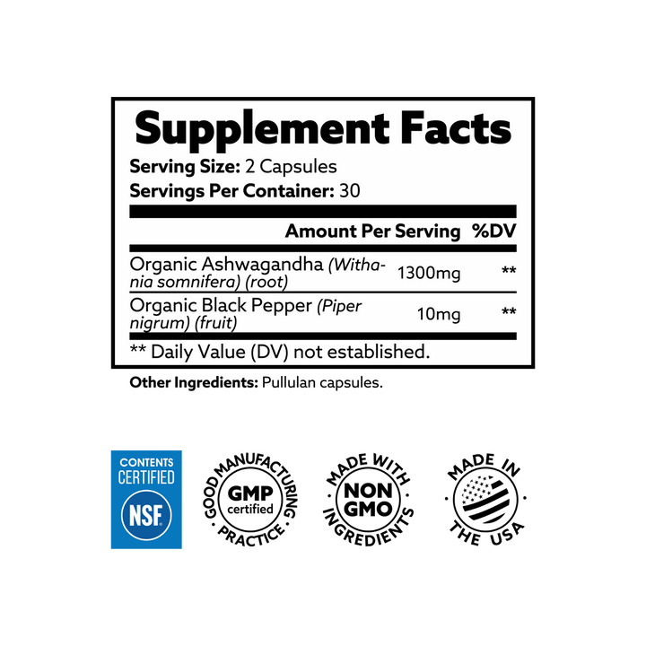 Organic Ashwagandha Root 1310mg