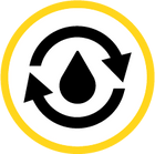 Icon of blood droplet surrounded by two circular arrows