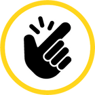 Icon of hand with pointed finger to indicate snapping fingers and quickness