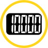 Icon of an analog screen display with large numbers