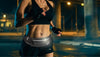 Fit woman jogging at night wearing 3DActive Running Bag